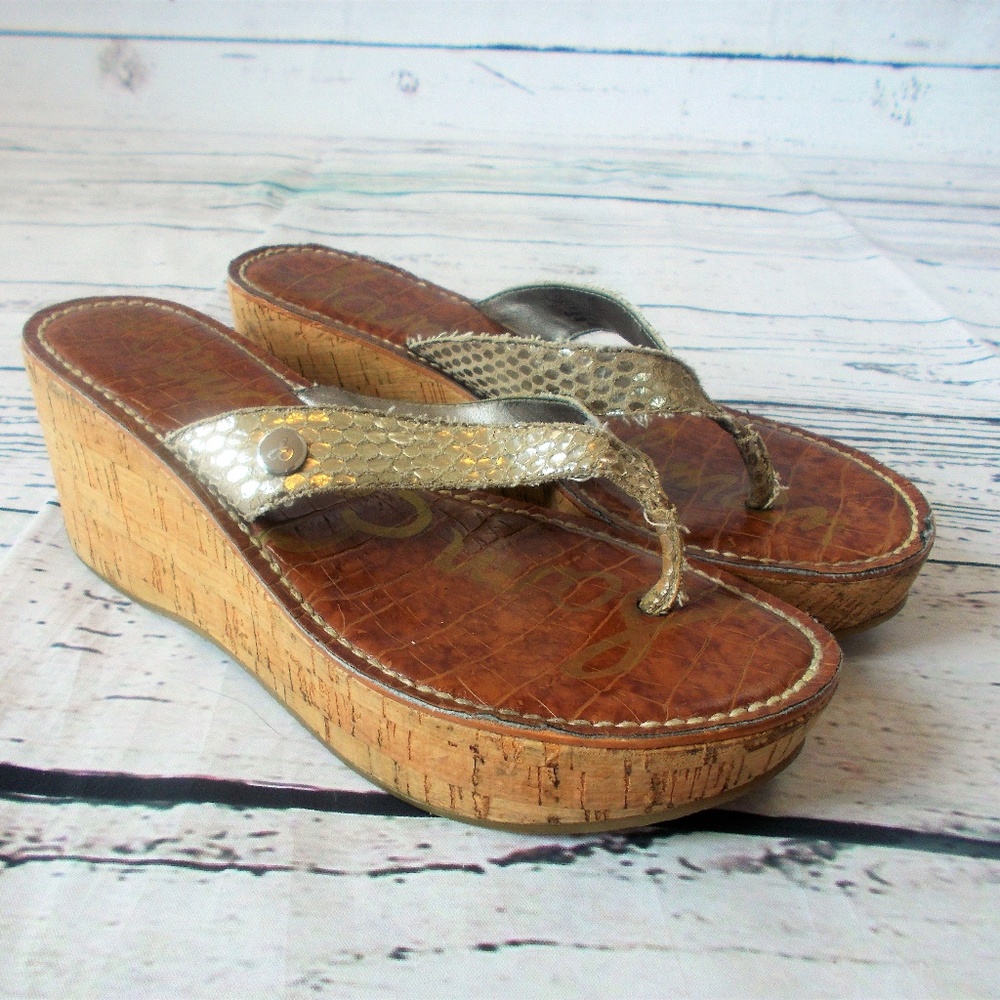 Sam Edelman romy wedge sandals gold size 6.5